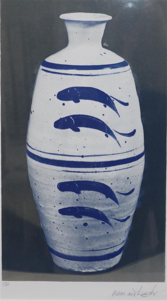 Bernard Leach (1887-1979), lithograph, Fish Vase, signed, edition of 100 57 x 35cm